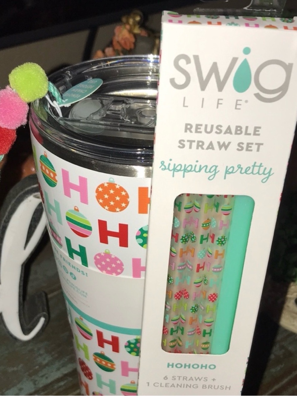 SWIG HOHOHO Reusable Straw Set and Tumbler - Mint & Multicolor - Picture 3 of 5